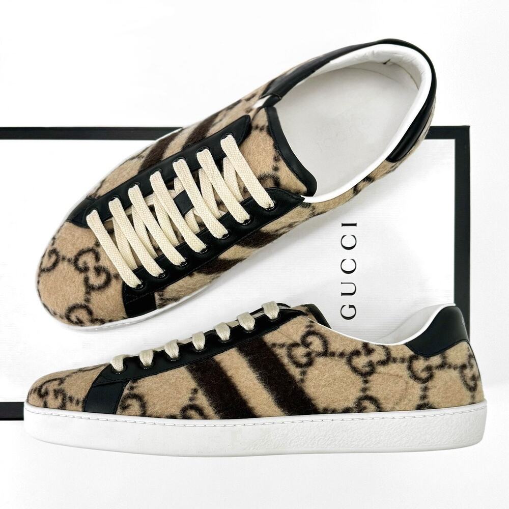 NEW GUCCI Ace GG Monogram Men's Wool Logo Sneakers 7.5 - Picture 8 of 16